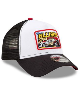 Men's White, Black Davey Allison Legends 9Forty A-Frame Adjustable Trucker Hat