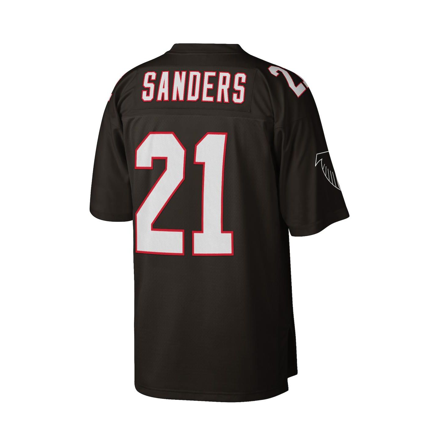 Мужской топ Mitchell & Ness Deion Sanders Black Atlanta Falcons Big and Tall 1992 Retired Player Replica Jersey — фото 4