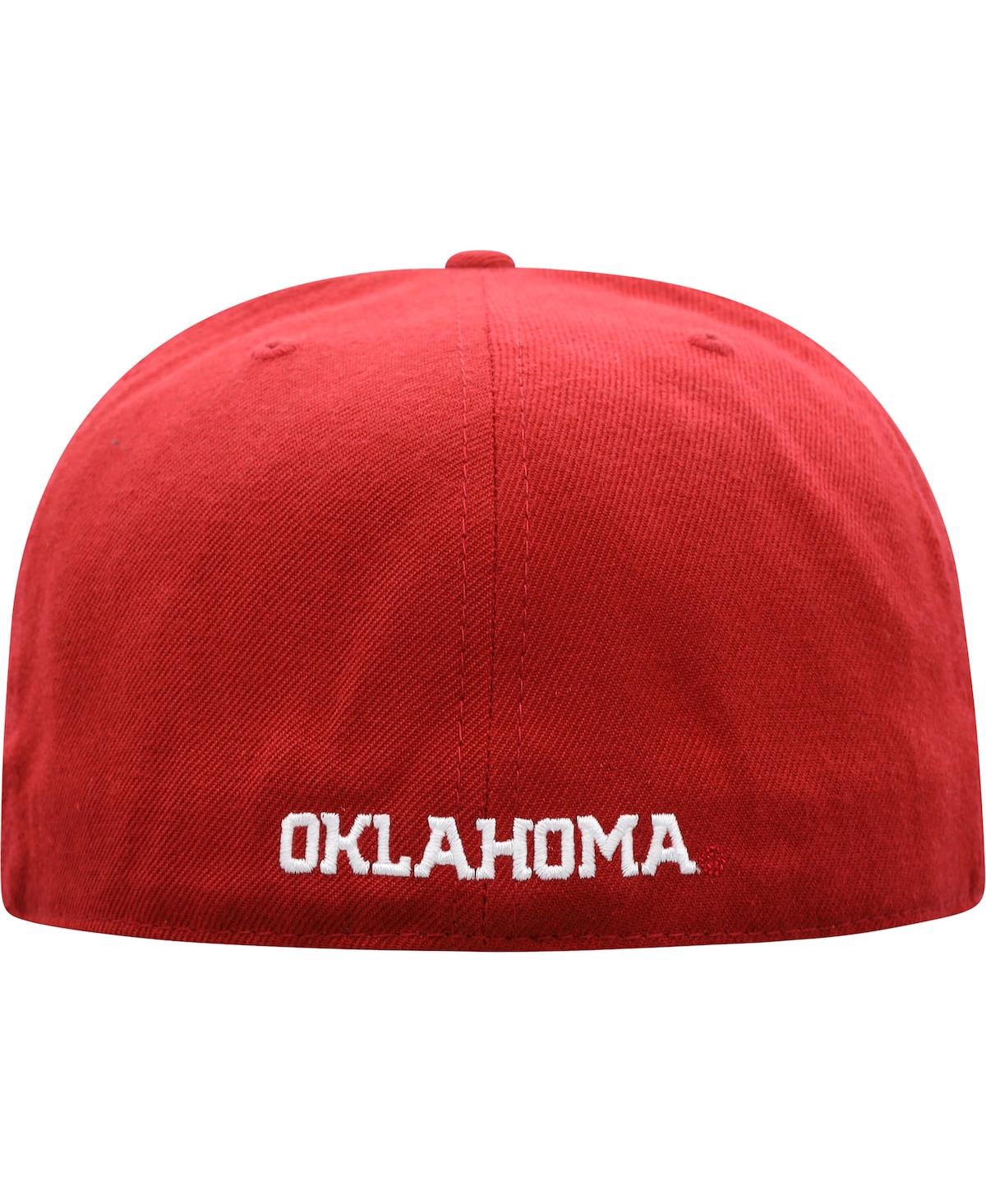Shop Top Of The World Men's  Crimson Oklahoma Sooners Team Color Fitted Hat