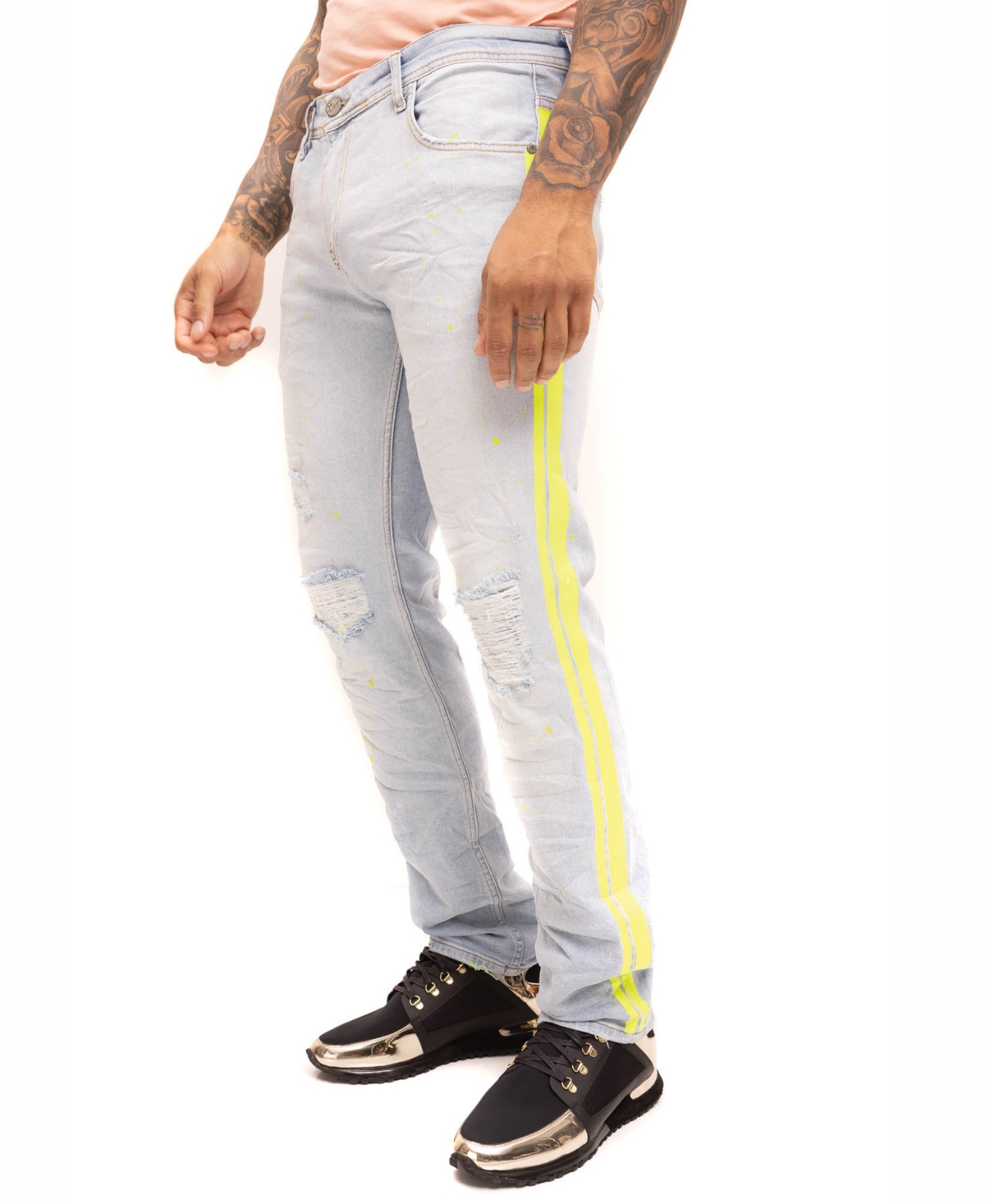 Men's Modern Splattered Stripe Jeans - Indigo