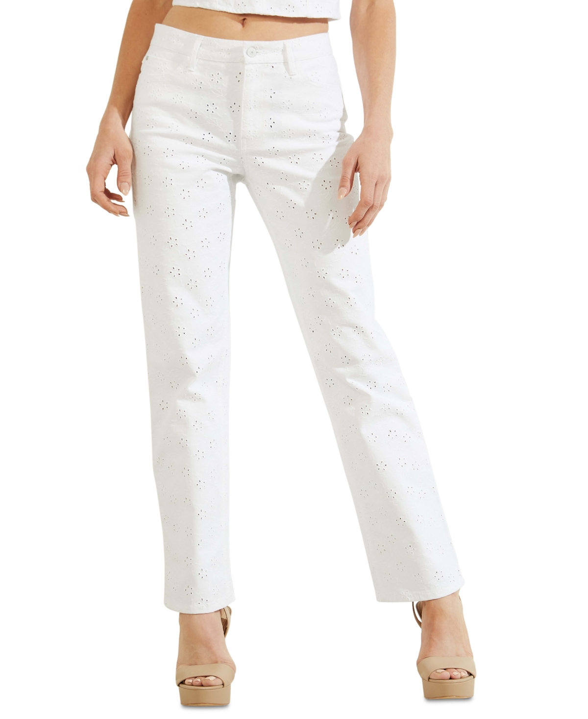 Guess Women's 1981 Eyelet-embroidered Straight-leg Jeans In Floridada ...