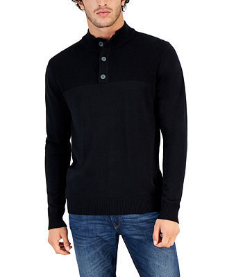 Club Room Men's Button Mock Neck Sweater, Created for Macy's - Macy's