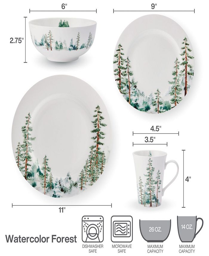 Mikasa Watercolor Forest Dinnerware Set, 16 Pieces Macy's
