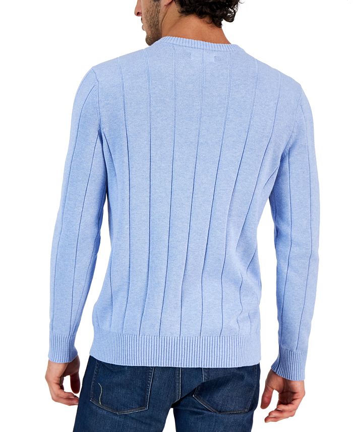Club Room Men's Drop-Needle V-Neck Cotton Sweater, Created for Macy's ...