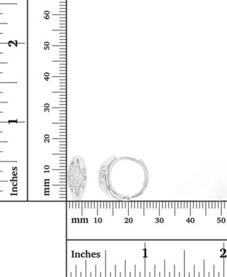 Cubic Zirconia Small Huggie Hoop Earrings in Sterling Silver, 0.57"