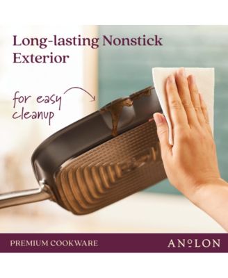 Accolade Forged Hard-Anodized Nonstick Square Grill Pan, 11-Inch, Moonstone