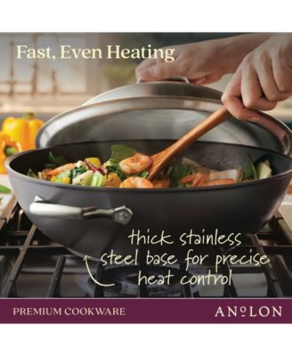 Accolade Forged Hard-Anodized Nonstick Wok with Lid, 13.5-Inch, Moonstone
