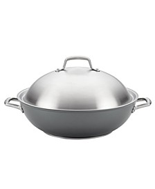 Accolade Forged Hard-Anodized Nonstick Wok with Lid, 13.5-Inch, Moonstone