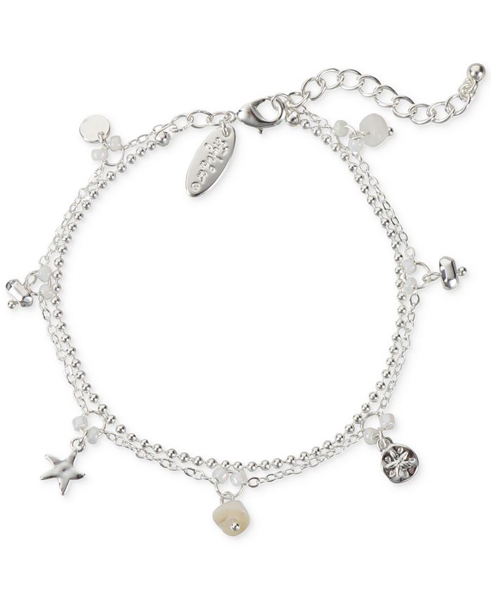 Style & Co SilverTone Star & Mixed Shaky Charm DoubleRow Ankle