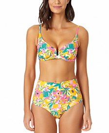 Women's Sunshine Floral Printed Underwire Bikini Top & High-Waist Bottoms