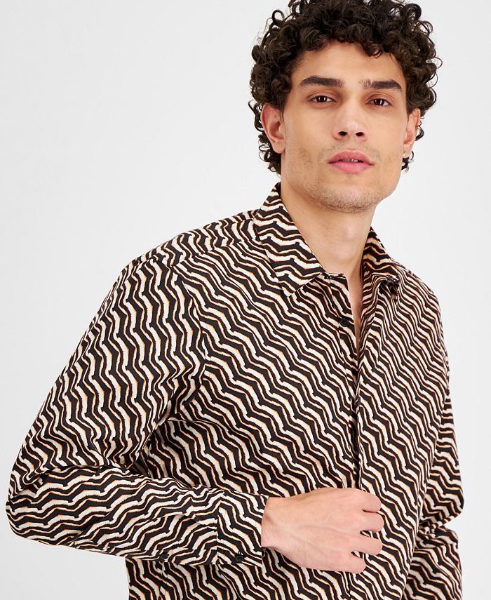 INC International Concepts Men's Jungle Stripe Long-Sleeve Shirt ...