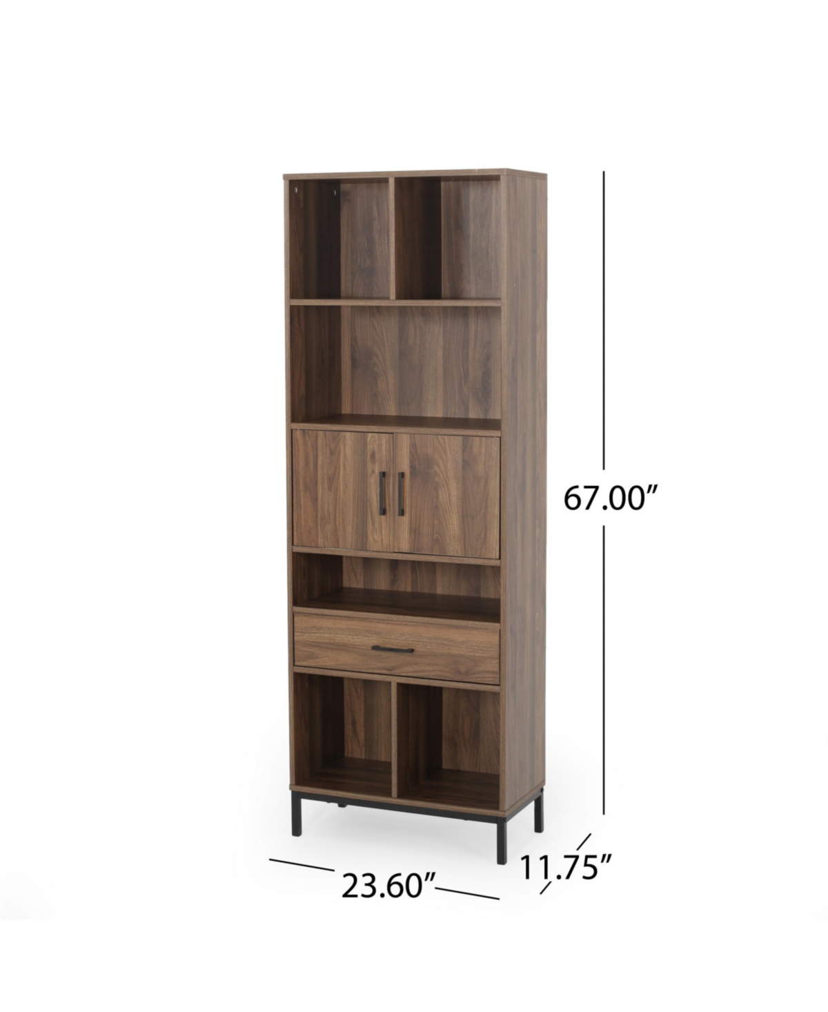 Noble House Fraser Contemporary Cube Unit Bookcase In Walnut