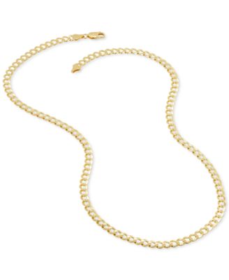 Concave Curb Link 22" Chain Necklace in 14k Gold-Plated Sterling Silver