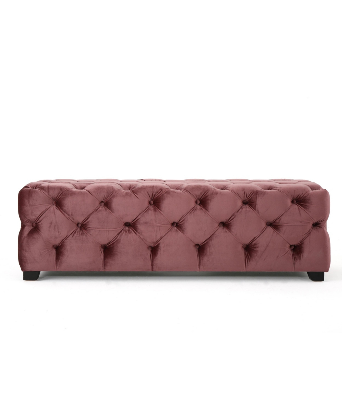 Noble House Piper Modern Glam Tufted Ottoman Bench In Blush