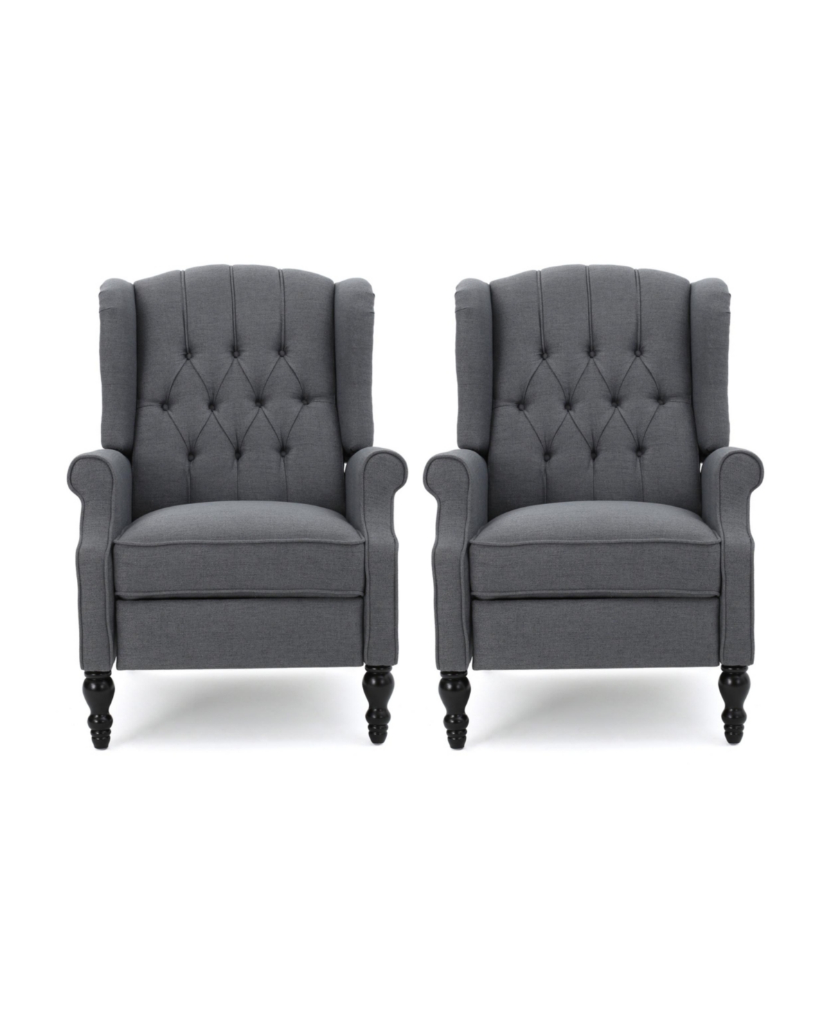 Noble House Walter Contemporary Tufted Recliner Set, 2 Piece In