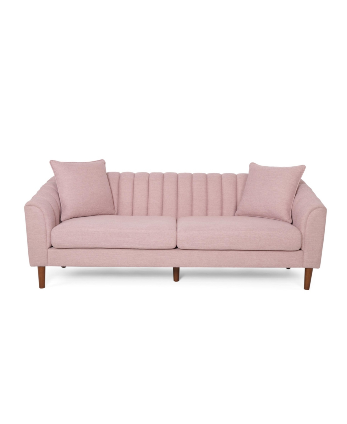Noble House Ansonia Contemporary 3 Seater Sofa In Light Blush