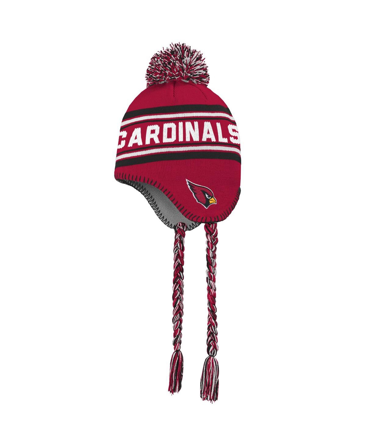 Outerstuff Kids' Big Boys Cardinal, Black Arizona Cardinals Jacquard Tassel Knit Hat With Pom In Cardinal,black