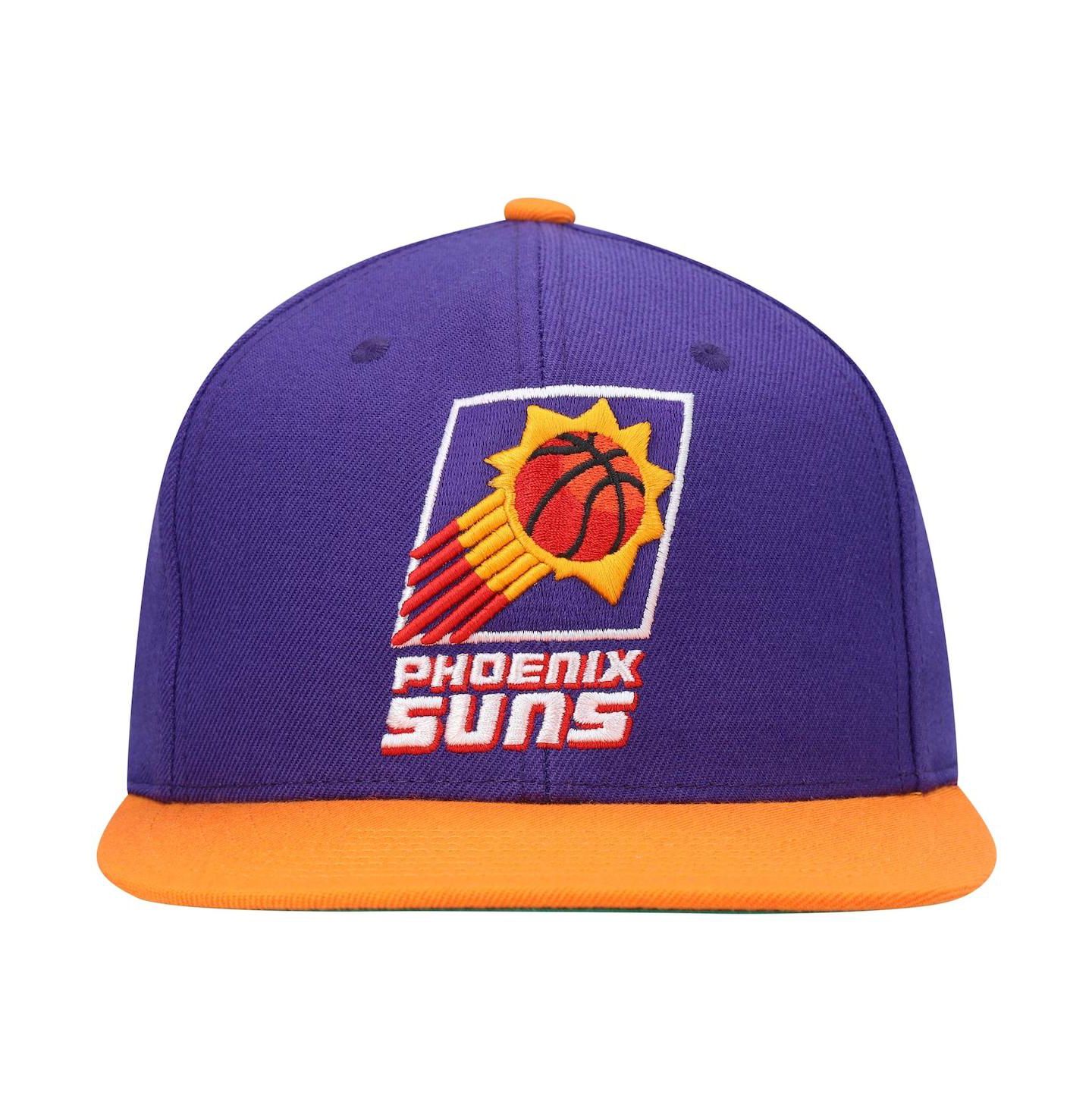 Мужская кепка Mitchell & Ness Purple, Orange Phoenix Suns Hardwood Classics Team Two-Tone 2.0 Snapback Hat — фото 3