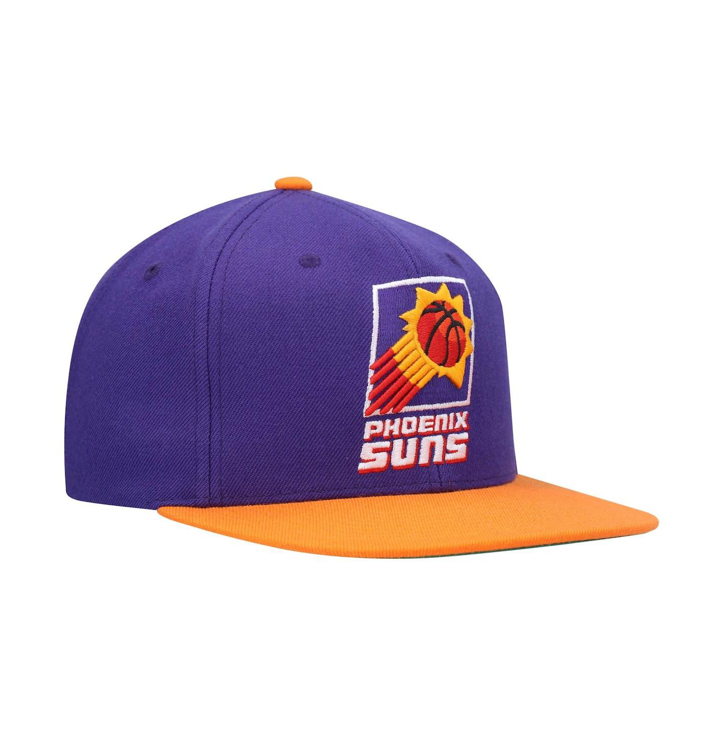 Мужская кепка Mitchell & Ness Purple, Orange Phoenix Suns Hardwood Classics Team Two-Tone 2.0 Snapback Hat — фото 4