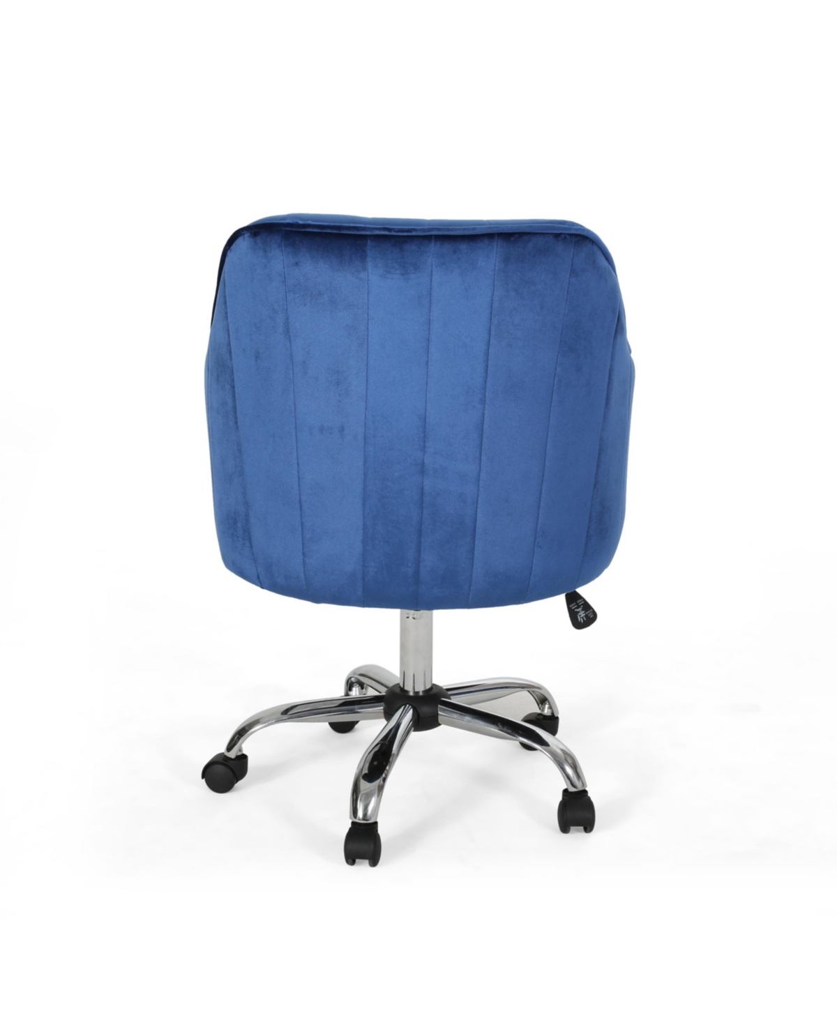Noble House Channeled Glam Velvet Home Office Chair With Swivel Base In Navy