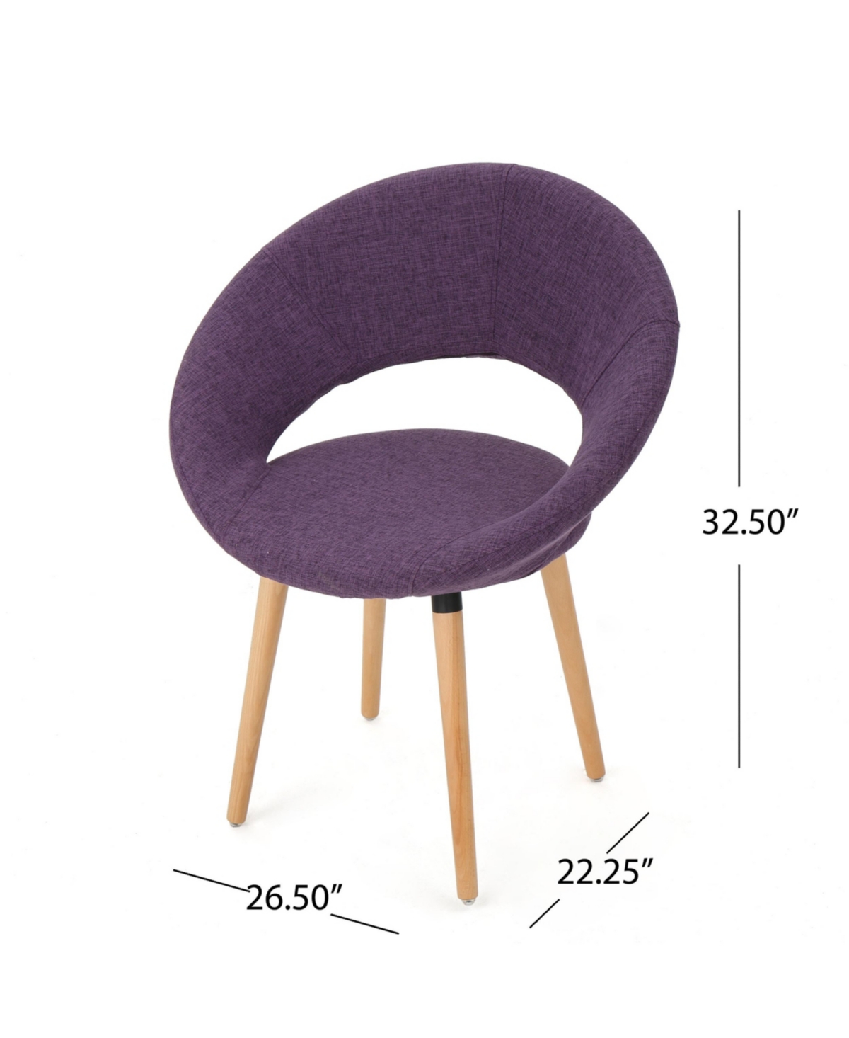 Noble House Keegan Muted Fabric Modern Dining Chair Set, 2 Piece In Purple