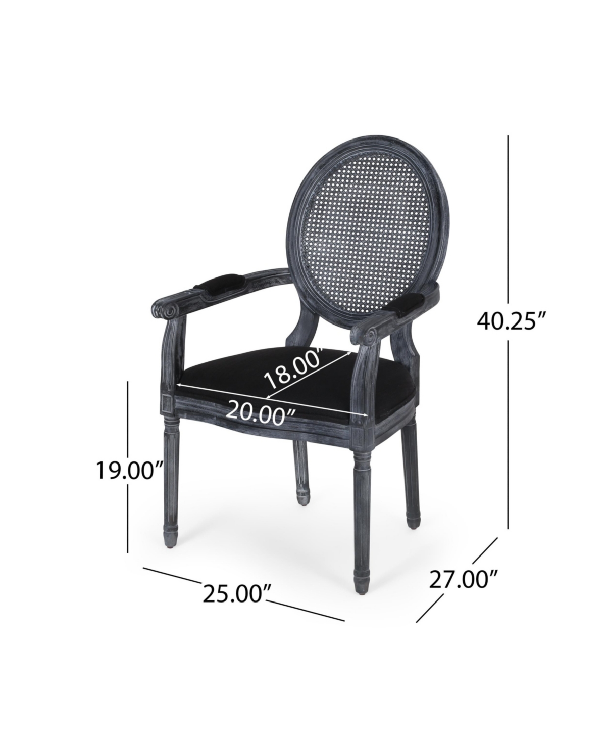 Noble House Judith French Country Wood And Cane Upholstered Dining Chair Set, 2 Piece In Black