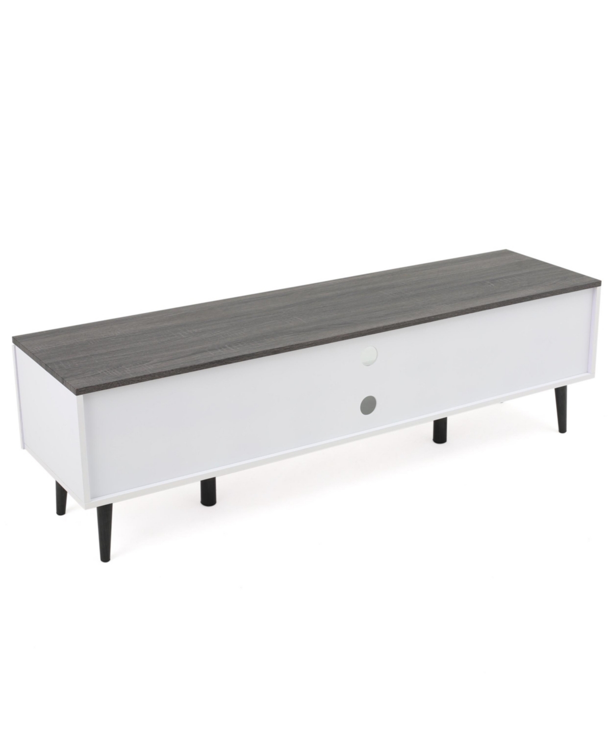 Noble House Rowan Mid-century Modern Two-toned Tv Stand With Glass Shelf In White