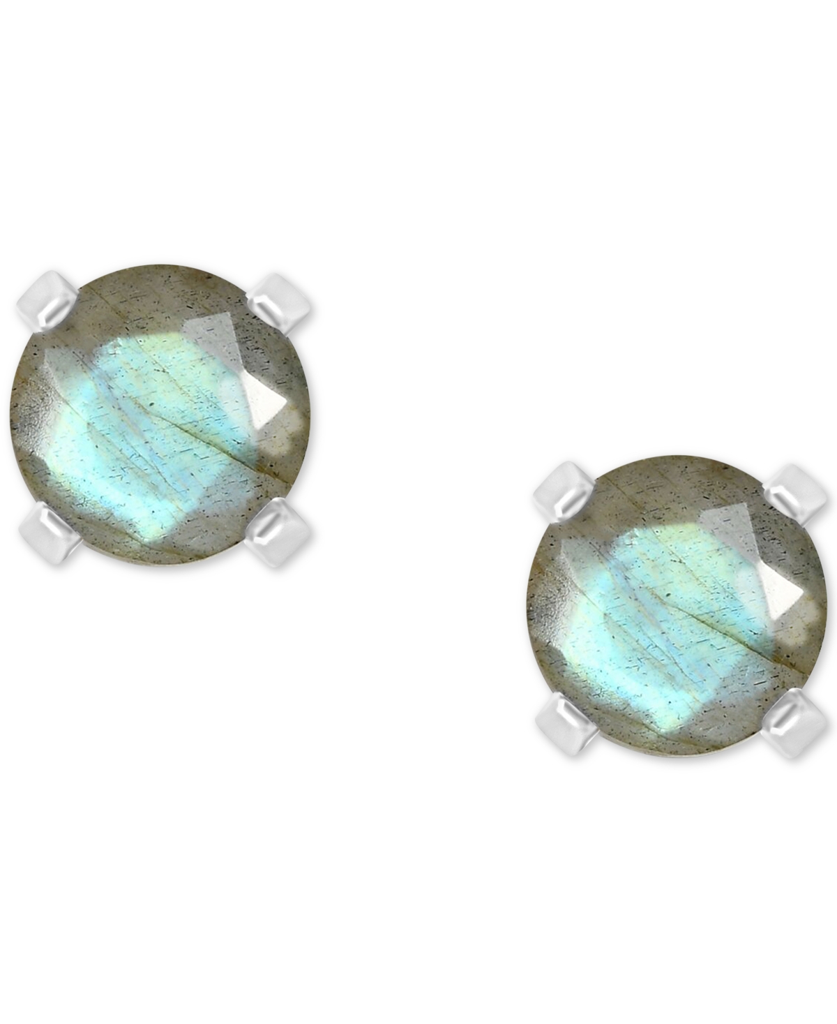 Stud Earrings in 14k Gold (Also in Onyx & Turquoise) - Labradorite/White Gpld