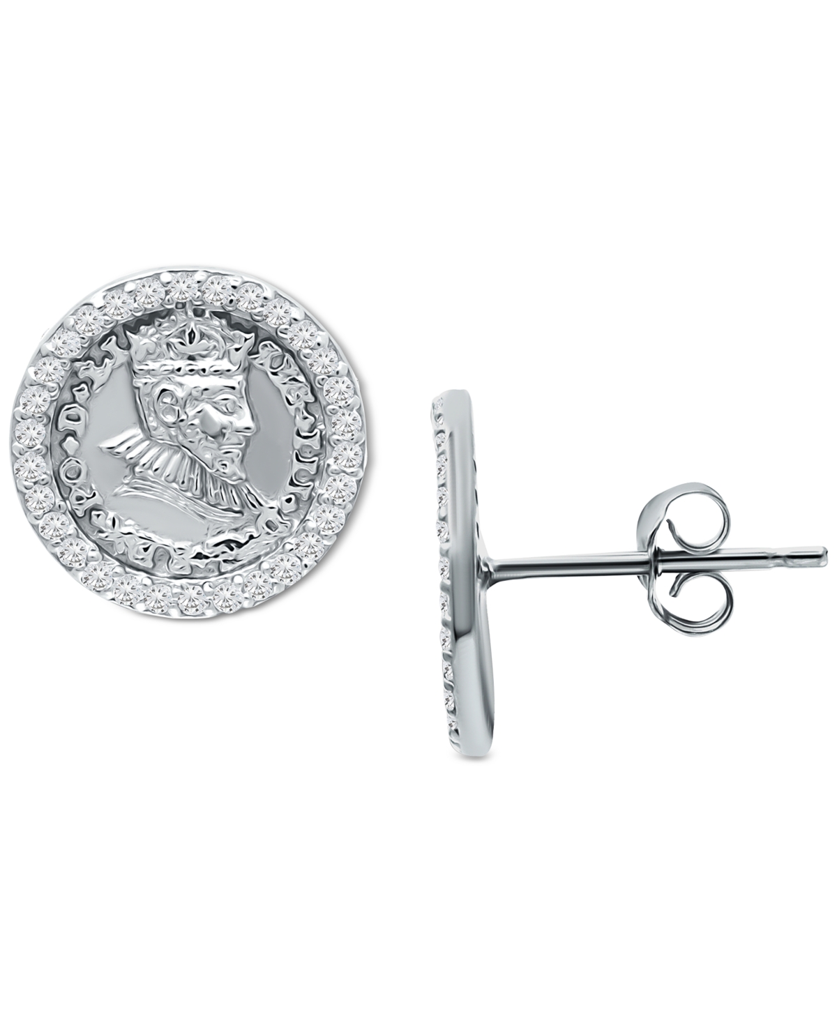 Shop Giani Bernini Cubic Zirconia Coin Stud Earrings In Sterling Silver, Created For Macy's