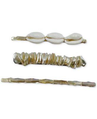 Photo 1 of INC International Concepts 3-Pc. Gold-Tone Shell, Imitation Pearl & Stone Bobby Pin Set, Created for Macy's