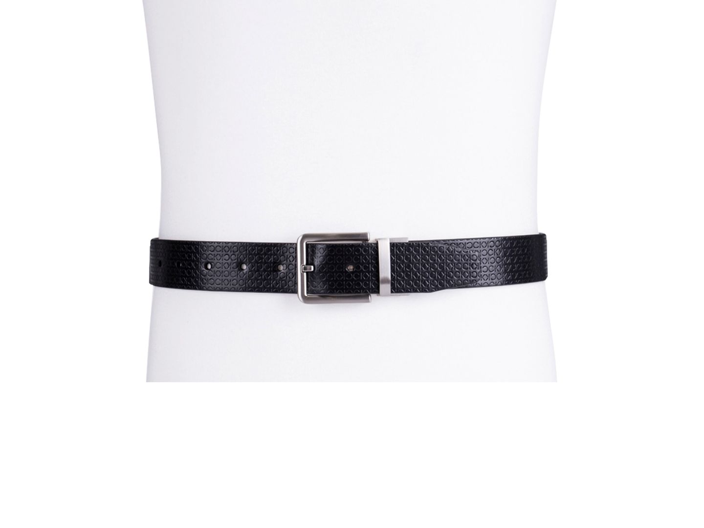 Мужской ремень Calvin Klein Micro Logo Strap Reversible Casual Belt, цвет: Чёрный — фото 4