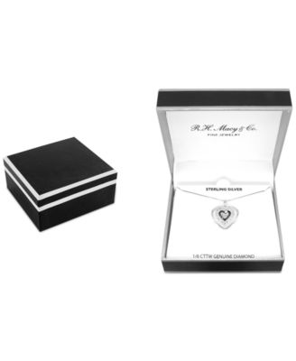 Black Diamond (1/10 ct. t.w.) & White Diamond (1/20 ct. t.w.) Open Heart 18" Pendant Necklace in Sterling Silver