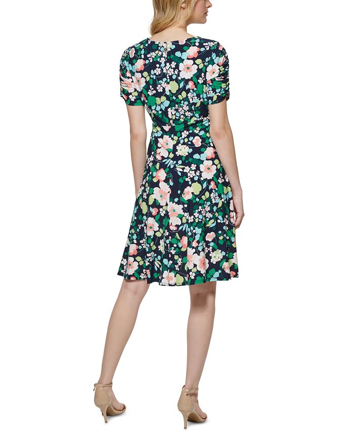 Tommy Hilfiger Women's Floral-Print Fit & Flare Dress Black Size 2