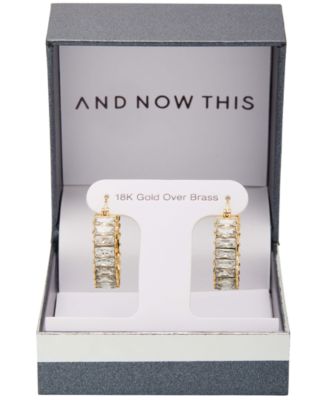 Women's Crystal Baguette Hoop Earring