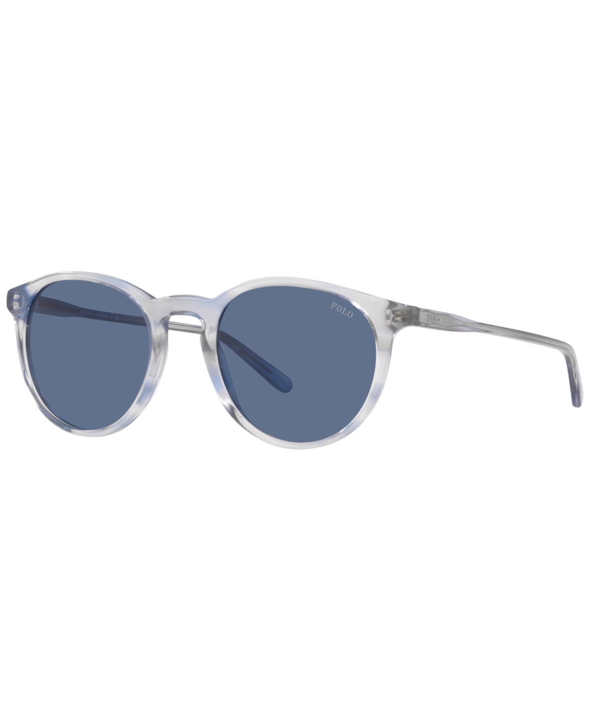 Polo Ralph Lauren Men's Blue Light Sunglasses, 50 In Shiny Transparent Blue,brown