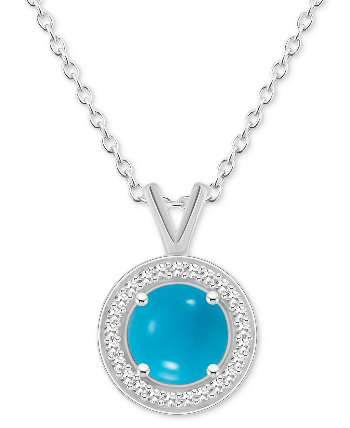 Macy's Cultured Freshwater Pearl & Diamond (1/8 Ct. T.w.) Halo Pendant Necklace In Sterling Silver (also In In Turquoise