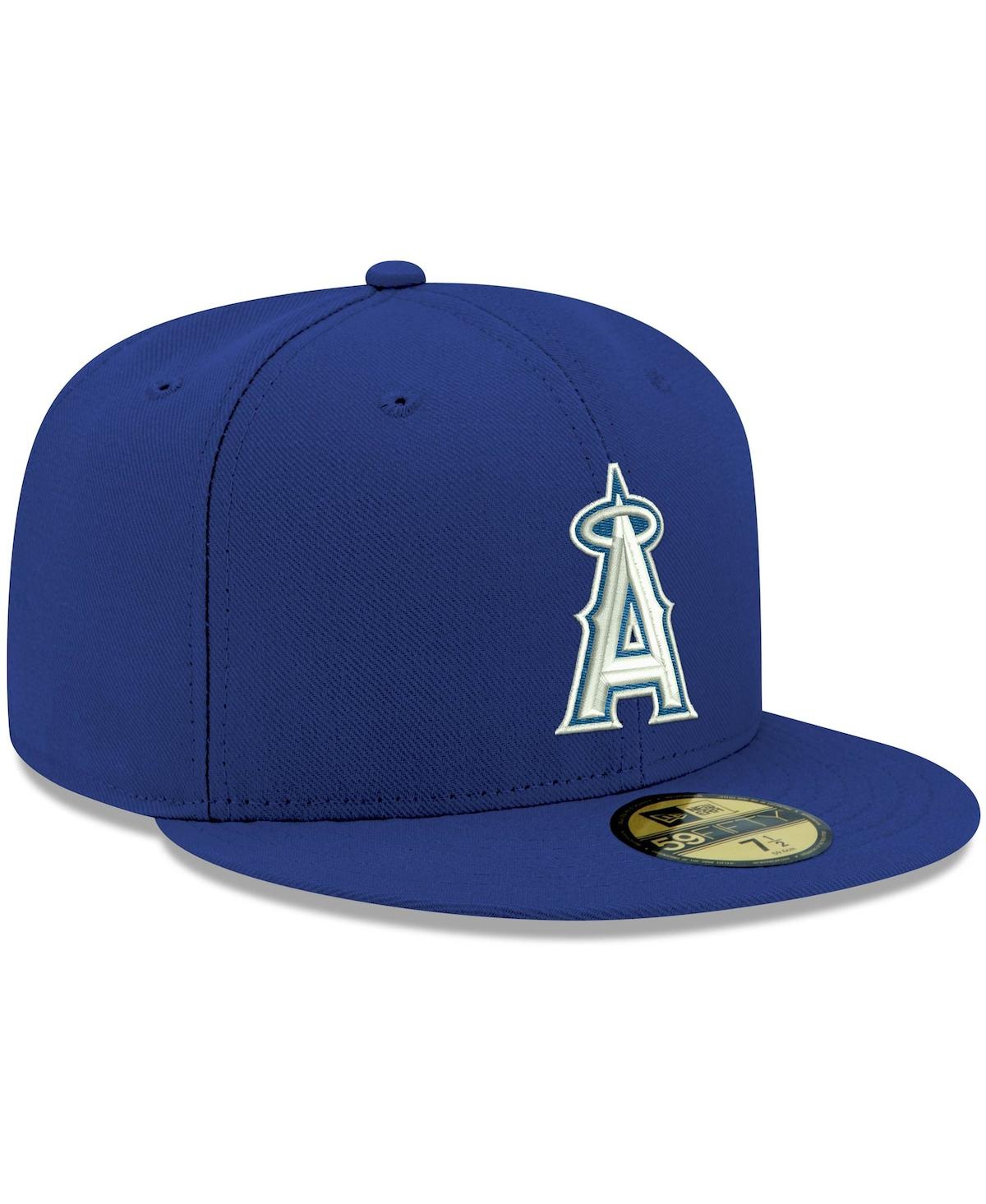 Shop New Era Men's  Royal Los Angeles Angels Logo White 59fifty Fitted Hat