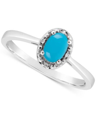 Labradorite  & Diamond Accent Oval Ring in Sterling Silver (Also in Onyx & Turquoise)