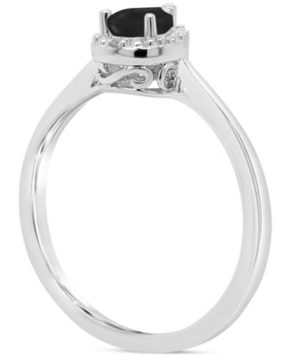 Labradorite & Diamond Accent Pear Ring in Sterling Silver (Also in Onyx & Turquoise)