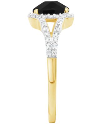 Cultured Freshwater Pearl & Lab-Grown White Sapphire (1/4 ct. t.w.) Halo Ring in 10k Gold (Also in Onyx)