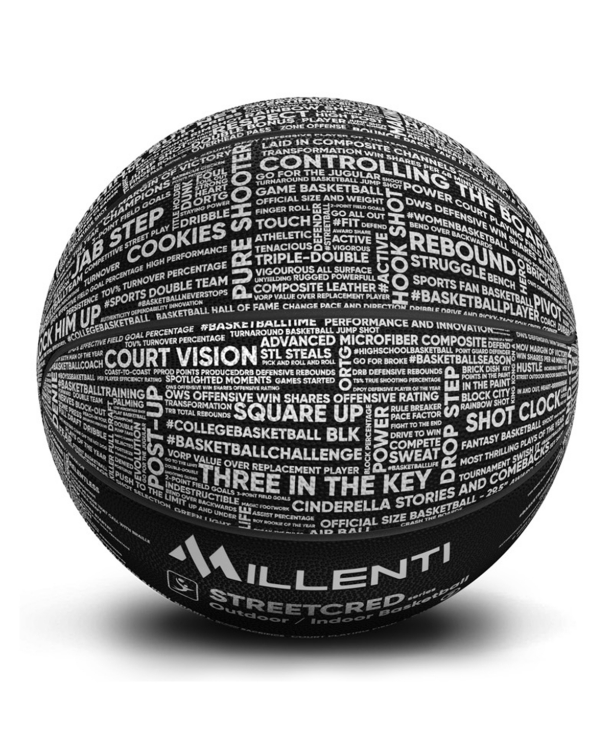Millenti Basketball Official Size 7 Outdoor Indoor Ball Streetcred - Lingo With Chick Hearn Classic One Liner In Silver-tone