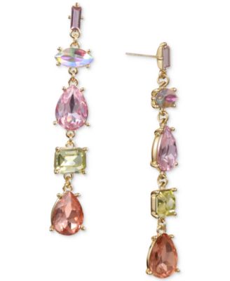 Photo 1 of INC International Concepts Gold-Tone Multi-Crystal Linear Earrings, 