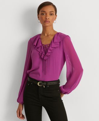 Lauren Ralph Lauren Crinkle Georgette Blouse Macy s