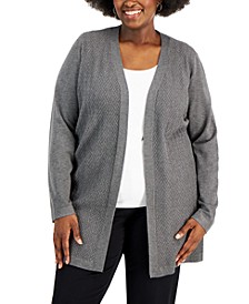 Plus Size Chevron-Stitch Cardigan Sweater, Created for Macy's