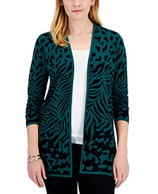 Petite Printed Open-Front Cardigan, Created for Macy's