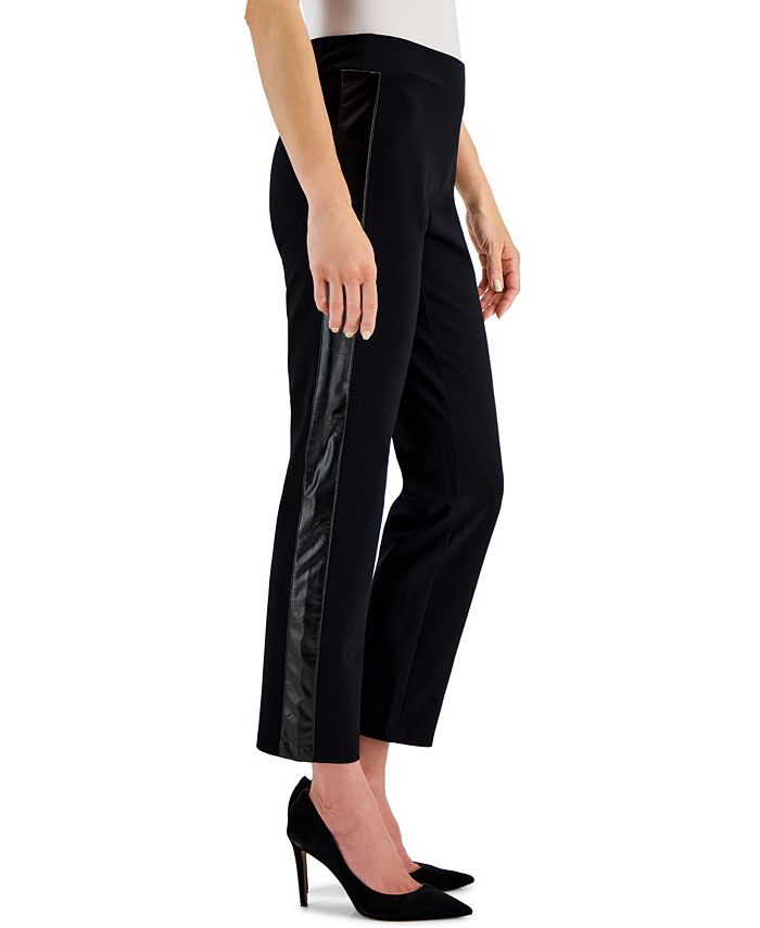 JM Collection Petite FauxLeatherTrim Pants, Created for Macy's