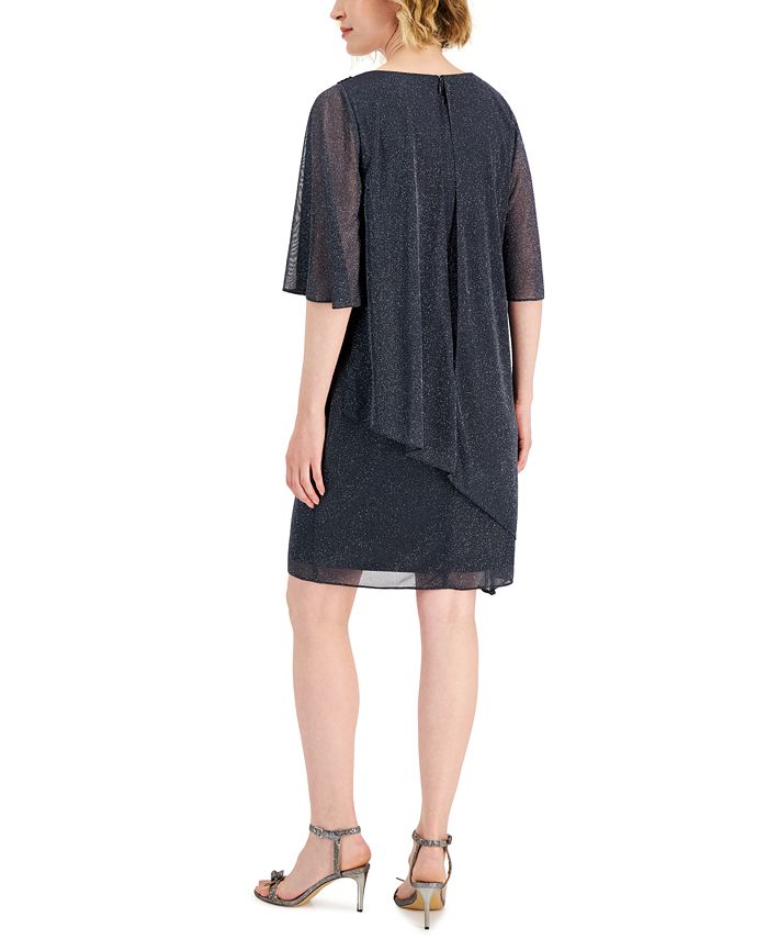 SL Fashions Women's Cape-Overlay Shimmer Dress - Macy's