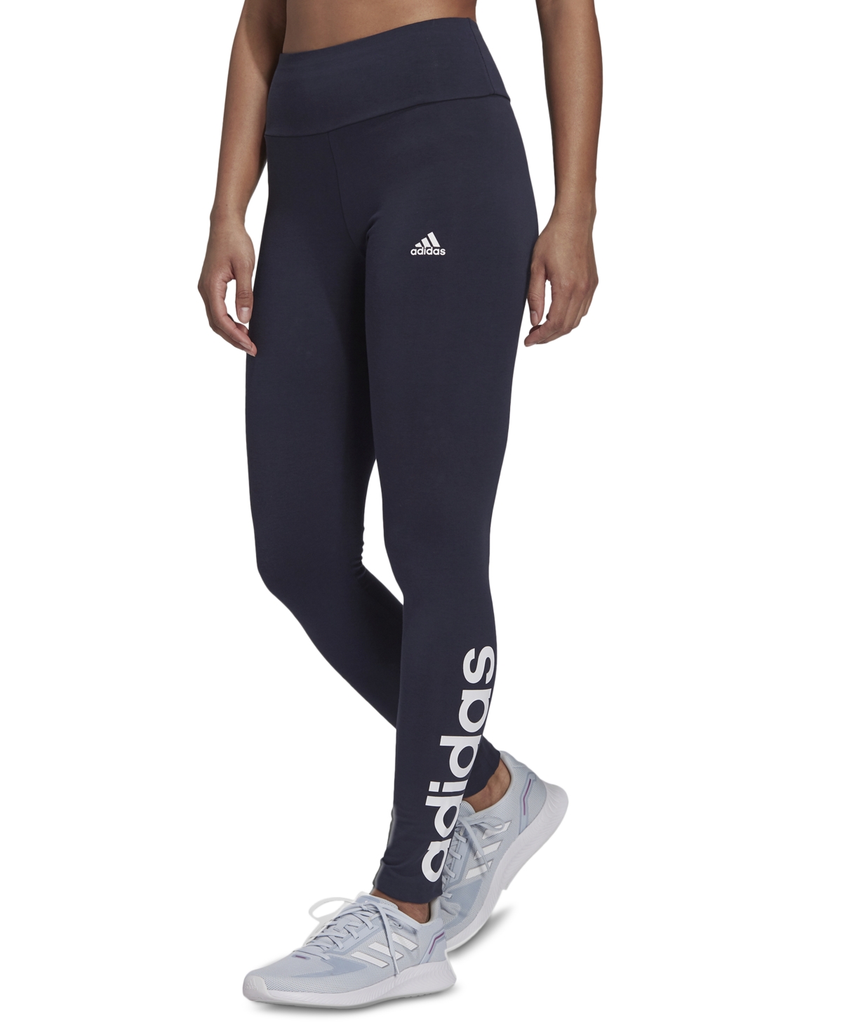 Shop Adidas Originals Women's Linear-logo Full Length Leggings, Xs-4x In Legend Ink,white