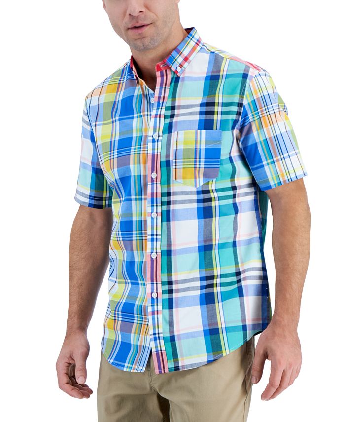 Club Room Men's Short-Sleeve Mixed Plaid Shirt, Created for Macy's - Macy's