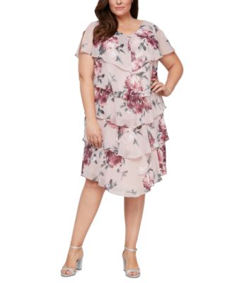 SL Fashions - Plus Size Floral-Print Tiered Dress